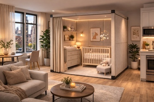 Panl in a warm modern apartment