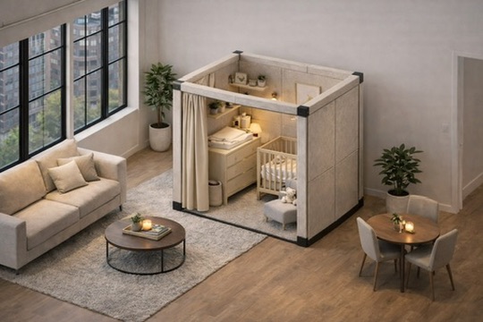 Overhead view of Panl — loft setting